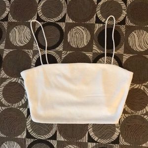 White bandeau-style crop top